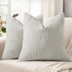 decorUhome Textured Chenille Throw Pillow Covers 20x20 Set of 2 Pink