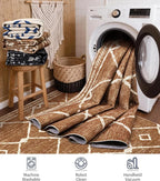YIHOUSE Western Rugs for Living Room, 8x10 Moroccan Area Rug, Aztec Burnt Orange Large Rug, Southwestern Soft Low-Pile Washable Rugs for Bedroom, Dining Room