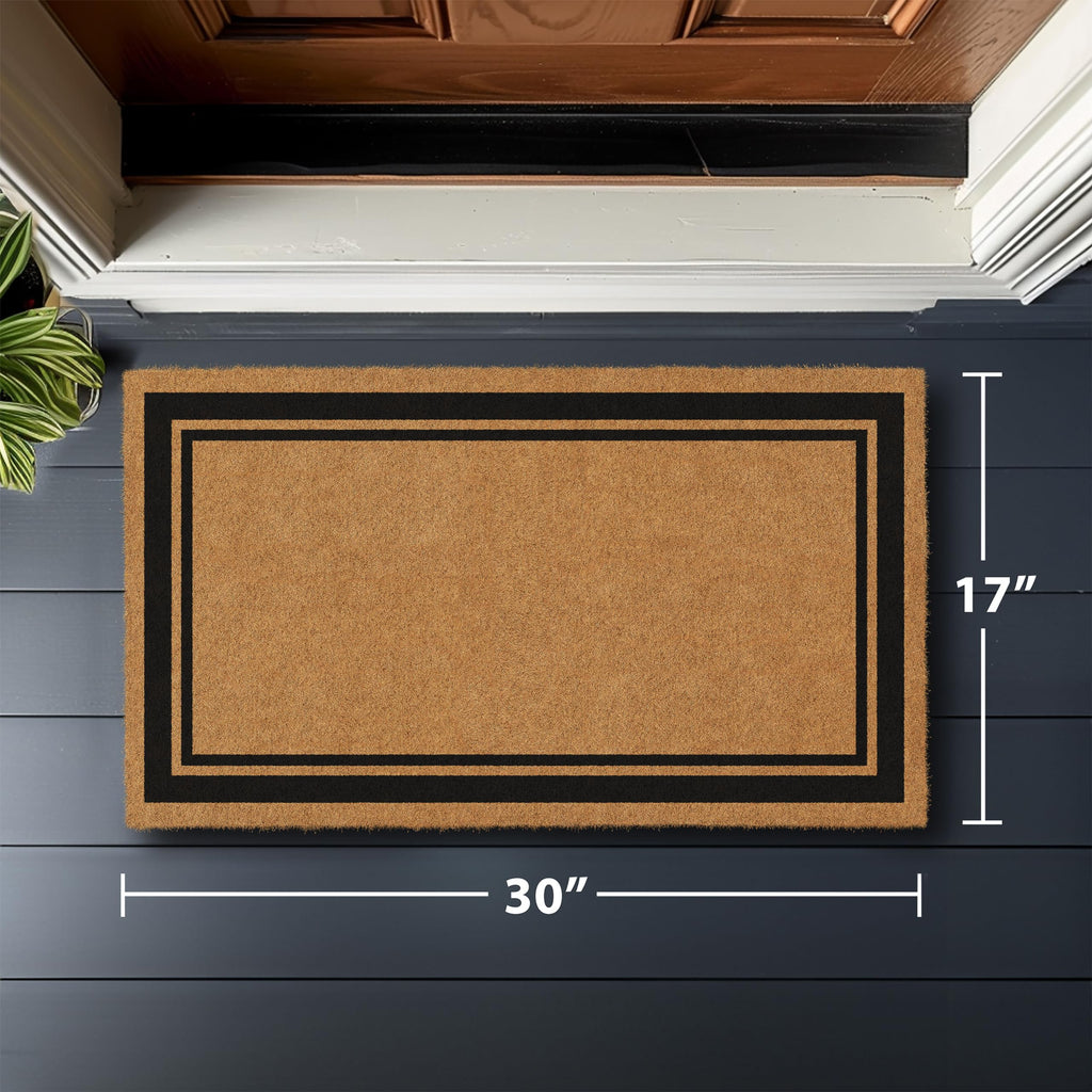 Barnyard Designs Natural Coco Coir Non-Slip Doormat (17x30, Border)