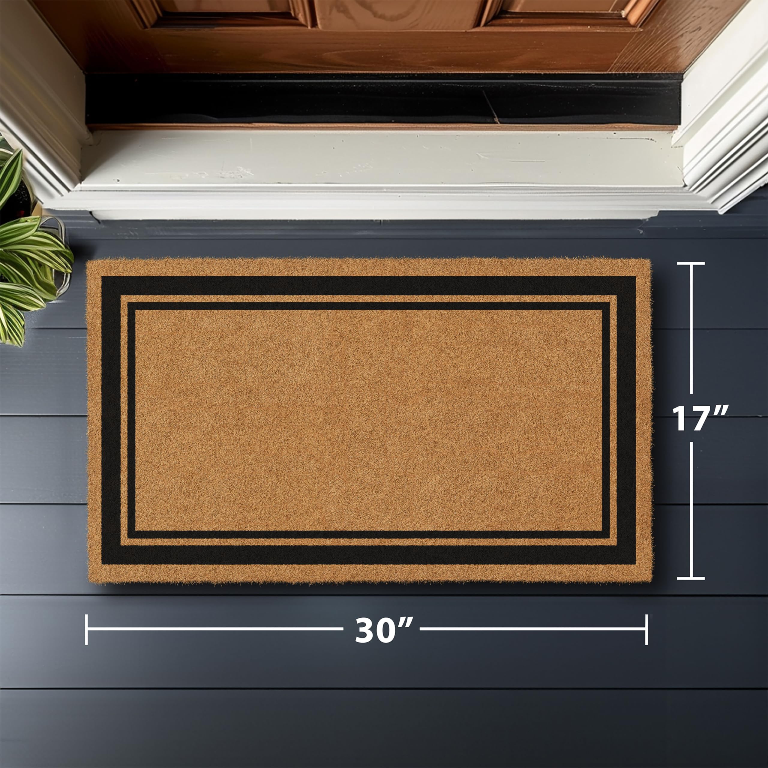 Barnyard Designs Natural Coco Coir Non-Slip Doormat (17x30, Border)