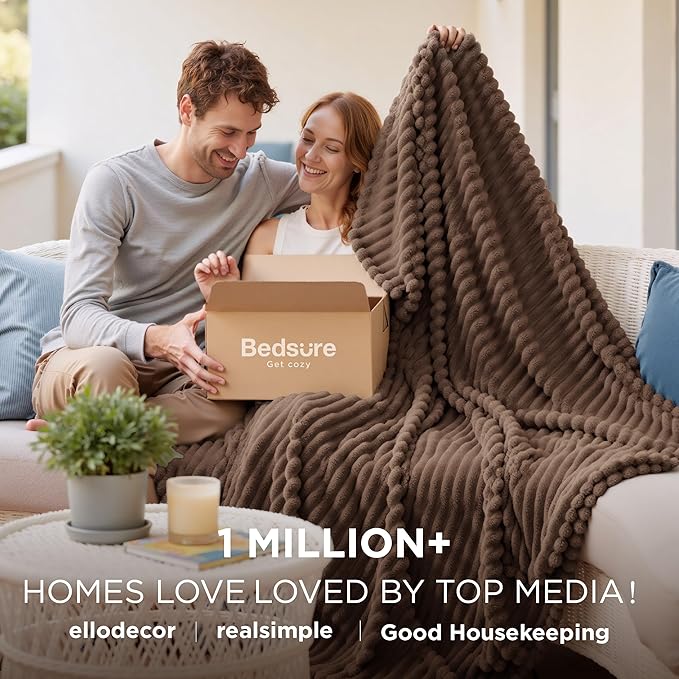 Bedsure GentleSoft Brown Fleece Blanket for Couch - Cozy Soft Blankets for Women, Cute Small Throws for Girls, 50x70 Inches