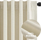 95 Inches Length Cream Colored Custom Blackout Linen Curtains Ivory Cream Pinch Pleated Noise Cancelling Curtains with Pin Hooks for Traverse Burlap Viral Drapes 2 Panels for Living Room Bedroom