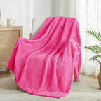 Exclusivo Mezcla Fleece Bed Blanket Twin Size, Super Soft and Warm Blankets for Couch, Sofa and Bed Waffle Textured, Cozy, Fuzzy and Lightweight (Hot Pink, 90x66 Inches)