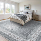 AMADA HOMEFURNISHING 5x7 Area Rugs, Washable Living Room Rug with Non-Slip Backing, Low Pile and Durable Edge Binding, Soft Vintage Floral Rugs for Living Room, Bedroom, Dining Room