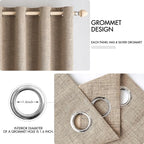 MIULEE 100% Blackout Linen Textured Curtains for Bedroom Solid Thermal Insulated Copper Brown Grommet Room Darkening Curtains & Drapes Luxury Decor for Living Room Nursery 52 x 63 Inch (2 Panels)