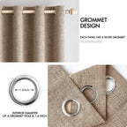MIULEE 100% Blackout Linen Curtains for Bedroom 52x96 Inches Copper Brown
