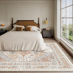 zesthome 5x7 Area Rugs - Ultra-Thin Washble Rug, Stain Resistant Anti Slip Backing Rugs for Living Room,Bedroom, Vintage Home Decor Area Rug (Orange,5'x7')