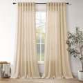 Extra Long Curtains 102 Inches Long for Living Room Tan Back Tab Rod Pocket Light Filtering Semi Sheer Drapes Cotton Linen Textured Window Curtain for Bedroom 9 FT,2 Panels
