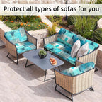 8Pcs Stretch Patio Cushion Covers,Outdoor Couch Covers Replacement,Outdoor Couch & Sofa Slipcovers,for Patio Furniture Cushion Covers,Washable Reusable Furniture Protector(Turquoise,Cover Only)