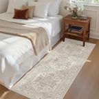 Madane Washable Runner Rug - 2x6 Rug Runners for Hallways 6 Foot Non Slip Vintage Kitchen Runner Rug Ultra-Thin Bathroom Runner Rugs Carpet Laundry Room Bedroom (2x6ft, Beige/Brown)