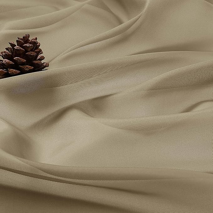 OWENIE Extra Long Taupe Sheer Curtains 96 Inches Long 2 Panels Set, Soft Lightweight Airy Voile Sheer Curtain for Bedroom Living Room, Rod Pocket Solid Color Farmhouse Curtains, 59" Wx96 L Inch
