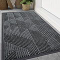 Smiry Front Door Mat Outside Entrance, Heavy Duty Sturdy Natural Rubber Doormat, Trap Dirt and Moisture, Easy Clean Low Profile Welcome Floor Mats for Indoor Outdoor Entry, 47x23 Inch, Grey