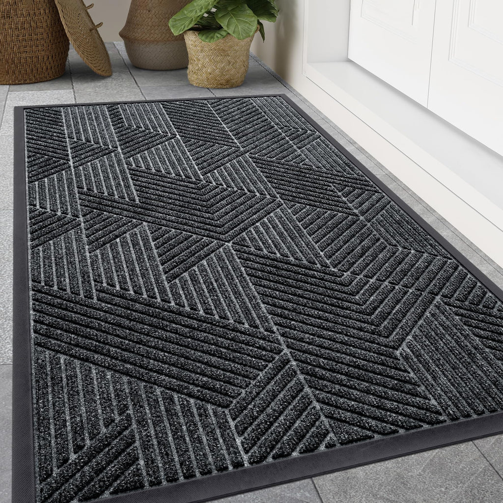 Smiry Front Door Mat Outside Entrance, Low Profile Rubber Doormat, 59x20