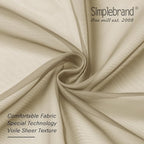 Simplebrand Taupe Sheer Curtains 72 Inches Long 2 Panels, Light Filtering Rod Pocket Solid Color Kakhi Taupe Brown Elegant Window Sheer Curtains & Drapes for Living Room, Bedroom (42" W x 72" L)