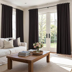Guken 100% Blackout Curtains 84 Inch Length 2 Panels Set for Living Room Bedroom Back Tab Thermal Insulated Black Out Linen Drapes Room Darkening Cocoa Coffee,52x84