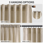Nanspring Taupe Burlywood Curtains 72 Inches Long for Living Room Burlap Linen Textured Light Filtering Semi Sheer Curtains Back Tab Privacy Country Farmhouse Curtain for Bedroom 52x72, 2 Panels