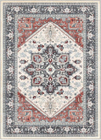 OPPODREAM Soft Area Rugs 4x6, Low-Pile Washable Rugs 4x6 with Non Slip Backing, Faux Cashmere 4 x 6 Throw Carpet, Black & Red