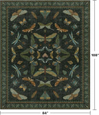 Hazo Haus 7x9 Insect Dark Green Rugs for Living Room, Boho & Forest Design Area Rug for Dining Room Under Table, Bedroom, Unique Washable Floral Non Slip Low Pile Soft Rug