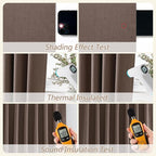 Guken 100% Blackout Curtains 108 Inch Length 2 Panels Set for Living Room Bedroom Back Tab Thermal Insulated Black Out Linen Drapes Room Darkening Mocha Mousse,52x108