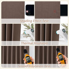 Guken 100% Blackout Curtains 120 Inch Length 2 Panels Set for Living Room Bedroom Back Tab Thermal Insulated Black Out Linen Drapes Room Darkening Mocha Mousse,52x120