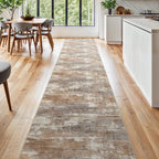 2'6x16 Runner Rug Washable Abstract: Non Slip Hallway Floor Mat Brown/Brick