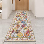 HEBE Hallway Runner Rug 2'x6' Washable Vintage Distressed Area Rugs Non Slip Laundry Rug Runner Boho Floor Carpet Runners for Hallways Entryway Laundry Room Kitchen Bathroom