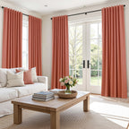 Guken Coral 100% Blackout Linen Curtains 108 Inch Length 2 Panels Set for Living Room Bedroom Back Tab Rod Pocket Thermal Insulated Farmhouse Black Out Drapes Room Darkening,52x108
