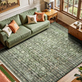 6x9 Area Rugs for Living Room Bedroom, Green Washable Non-Slip Carpet