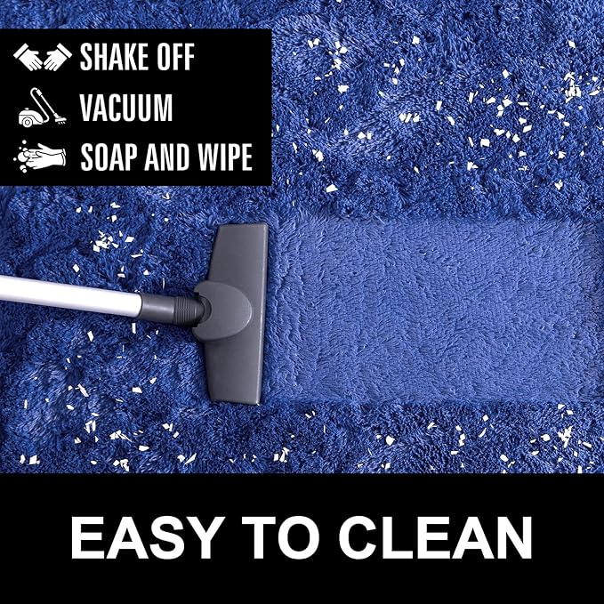 LOCHAS Ultra Soft Indoor Modern Area Rugs Fluffy Living Room Carpets for Children Bedroom Home Decor Nursery Rug 6x9 Feet, Light Navy