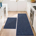 BEQHAUSE Kitchen Rugs and Mats 2PCS Non-Slip, 20"x32"+20"x48", Blue