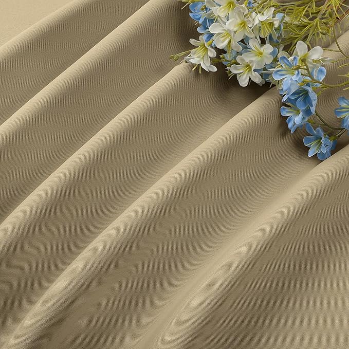 CUCRAF Beige Blackout Curtains 72 inch Length 2 Panels Set, Rod Pocket Room Darkening Drapes for Bedroom Living Room, Insulated Thermal Light Blocking Window Curtain (W52 x L72 Inch)