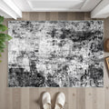 WIEVEDENS 2x3 Small Washable Area Rug: Non-Slip Indoor Door Mat for Entrance Doorway Kitchen Bedroom Living Room - Abstract Farmhouse Throw Rug for Modern Home Decor Black Grey