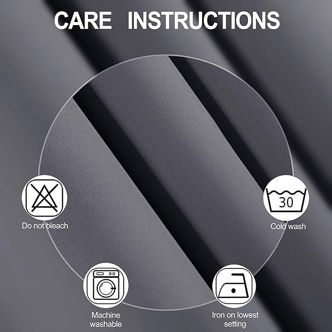 LEMOMO Grey Blackout Curtains/52 x 45 Inch/Set of 2 Panels Room Darkening Short Curtains
