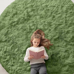 OLANLY Green Round Rugs for Bedroom - Machine Washable, 7 ft Circle Area Rugs for Living Room, Soft and Fluffy Shaggy Carpet for Teen Girl and Boys, Nursery Rooms, Dorms, Home Decor Aesthetic