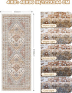 4x8 Rug for Bedroom,Wide Runner Rug for Hallway, Non Slip Washable Runner Rug for Living Room, Low Pile Soft Entryway Kitchen Rug, Vintage Home Decor Mat for Dining Room(Orange,4'x8')