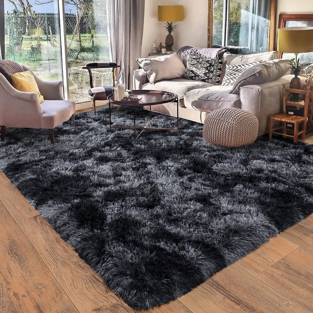 Quntue Rugs for Living Room 5x7, Soft Shaggy Modern Shag Area Rug for Bedroom, Upgrade Non-Slip Plush Fluffy Carpet for Kids Boys Girls Room Home Decor Aesthetic, Dark Grey