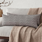 Foindtower Set of 2 Decorative Vintage Long Lumbar Throw Pillow Covers Neutral Modern Farmhouse Cushion Covers Floral Home Decor for Sofa Couch Chair Bedroom Living Room,14×36 Inch,Rustic Gray