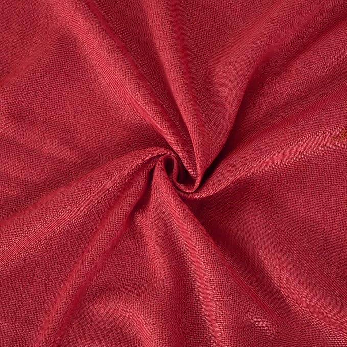 BGment 96 Inches Long Linen Curtains for Living Room, Semi Sheer Red Window Drapes Textured for Farmhouse Bedroom Dining with Rod Pocket Lightweight, 2 Panels Set, Each 52 Inch Wide