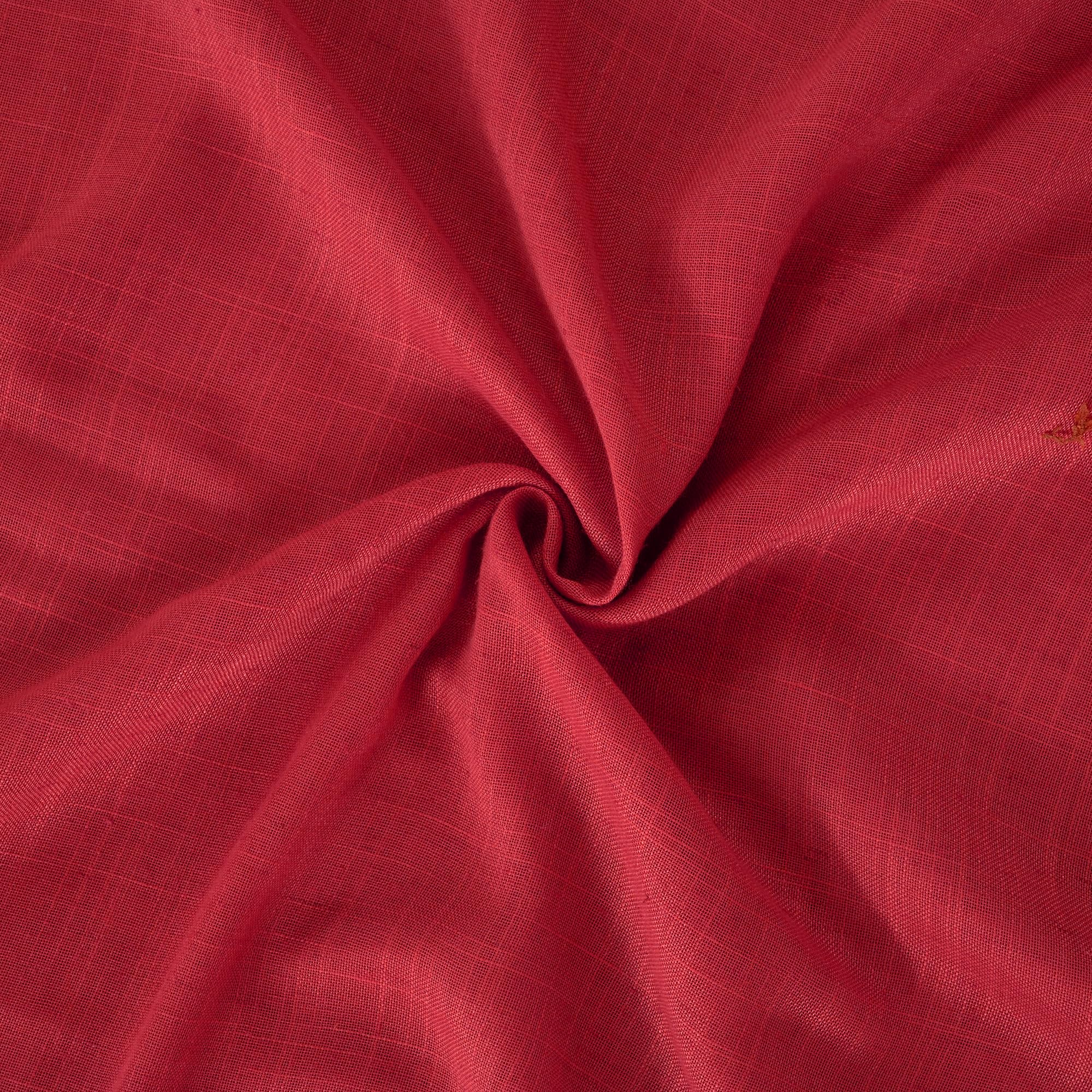 BGment Red Linen Curtains 54 Inch Length for Bedroom Window, Semi Sheer Drapes Lightweight Rustic Textured for Living Room Farmhouse with Rod Pocket, 2 Panels Set, Each 42 Inch Wide