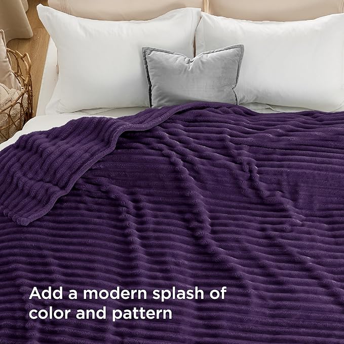 Bedsure Soft Queen Size Blanket for Bed Purple 90"x90"