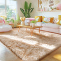 OLANLY 4x9 Area Rugs for Living Room Bedroom, Machine Washable Soft Fluffy Shaggy Bedside Rug, Indoor Floor Carpet for Kids Girls and Boys, Dorms, Nursery Rooms, Home Decor Aesthetic, Beige