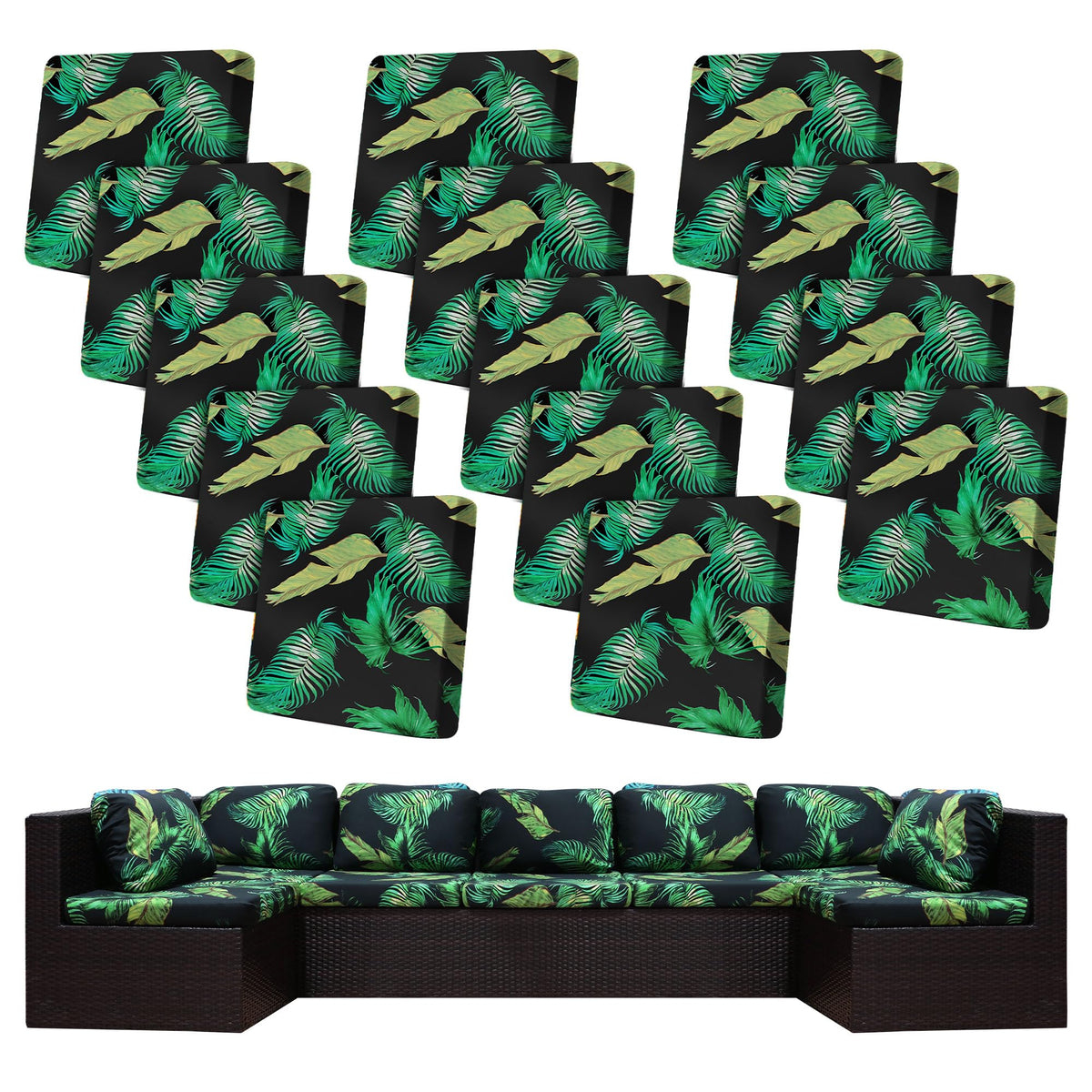 12 Pcs Outdoor Cushion Covers, Patio Sofa Cushion Covers Replacement