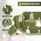 MYSKY HOME 71"X118" Loveseat Christmas Couch Cover, Sectional Sofa Covers Sofa Slipcover for 2 Cushion Couch, L Shape Couch Covers for Dogs, Kids, Washable Sofa Blanket, Furniture Protector, Green