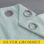 NICETOWN 100% Absolutely Blackout Linen Curtains with Thermal Insulated White Liner, Seafoam Green, 52" Wide, 90" Length Energy Saving Curtains for Living Room 2 Panels Set, Vertical Blinds