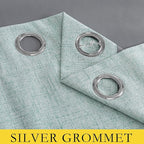 NICETOWN 100% Absolutely Blackout Linen Curtains with Thermal Insulated Liner, Seafoam Green, 62" Wide, 90" Length Energy Saving Curtains for Living Room 2 Panels Set, Vertical Blinds