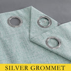 NICETOWN 100% Absolutely Blackout Linen Curtains with Thermal Insulated White Liner, Seafoam Green, 52" Wide, 120" Length Energy Saving Curtains for Living Room 2 Panels Set, Vertical Blinds