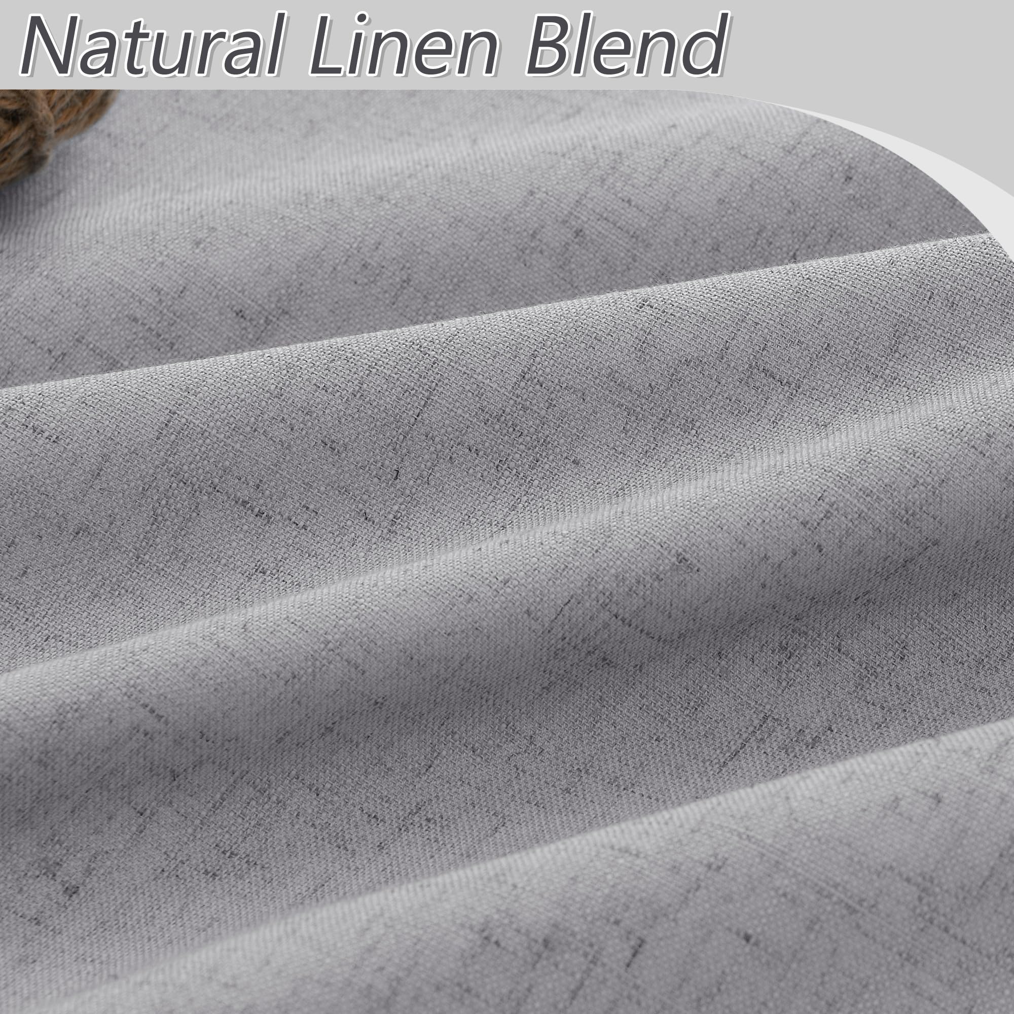 Guken Grey 100% Blackout Curtains 90 Inch Length 2 Panels Set for Living Room Bedroom Back Tab Thermal Insulated Black Out Linen Drapes Room Darkening Window Curtains 90 Inches Long