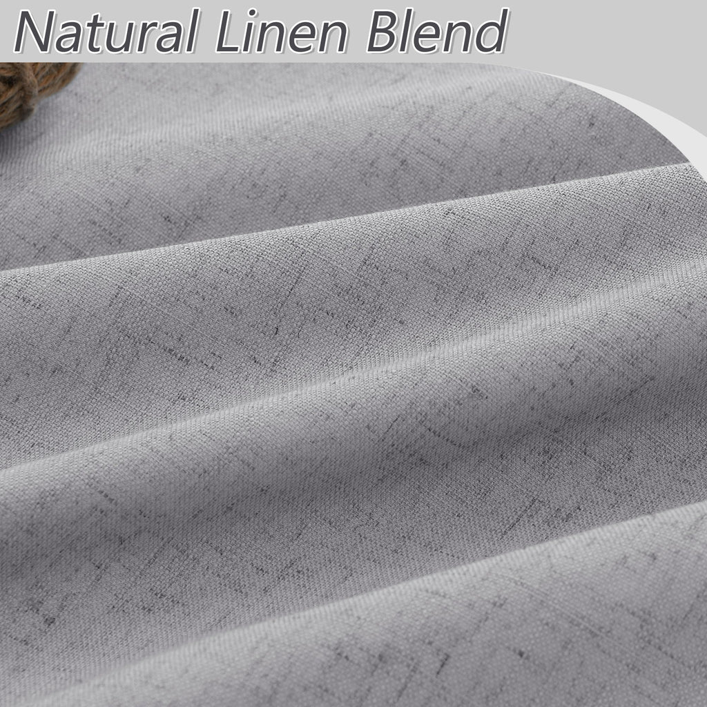 Guken Grey 100% Blackout Curtains 63 Inch Length 2 Panels Set for Living Room Bedroom Back Tab Thermal Insulated Black Out Linen Drapes Room Darkening Window Curtains 63 Inches Long