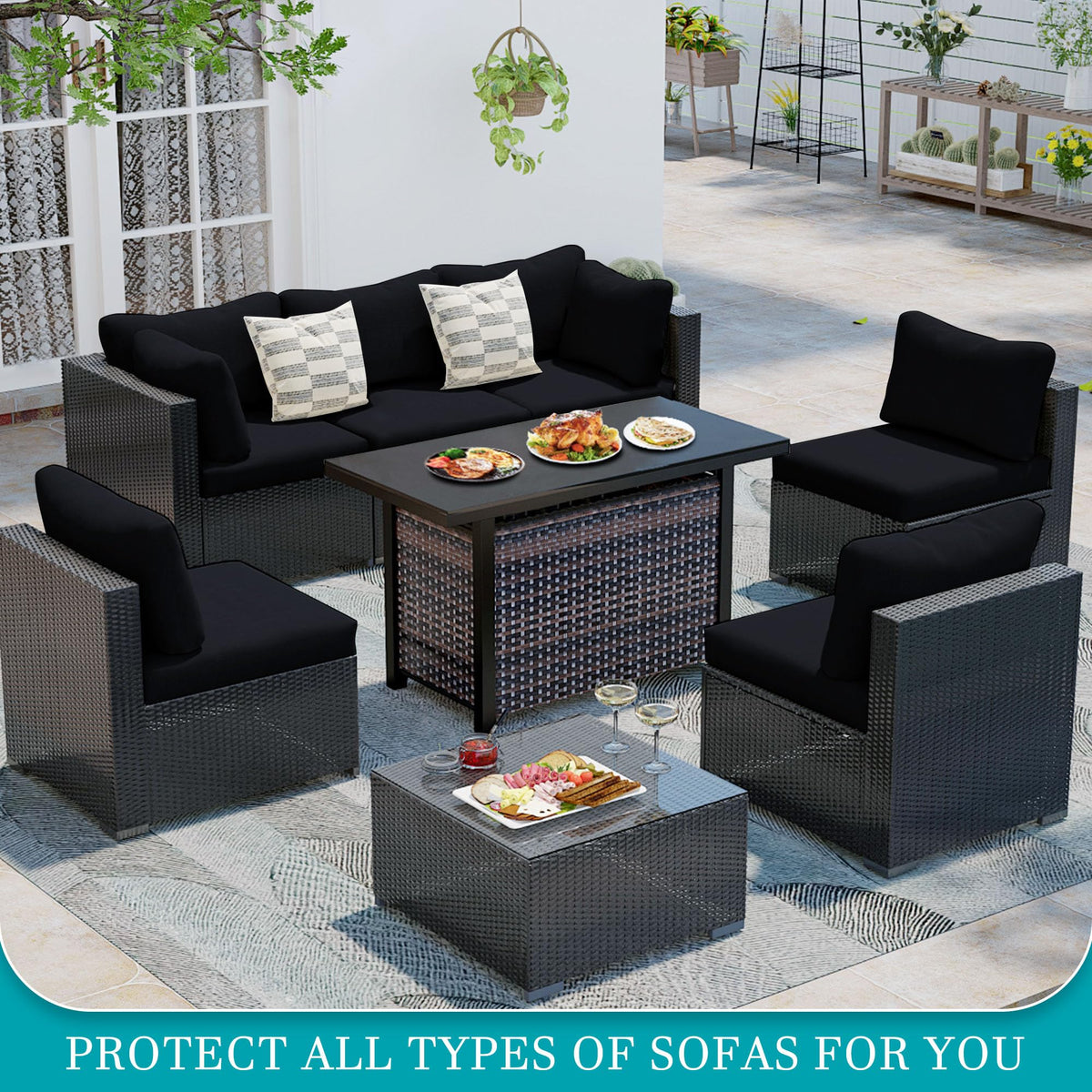 12 Pcs Outdoor Cushion Covers, Patio Sofa Cushion Covers Replacement