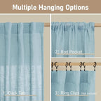 LAMIT 40 Inch Length Linen Curtains for Small Windows Over Silk 2 Panels